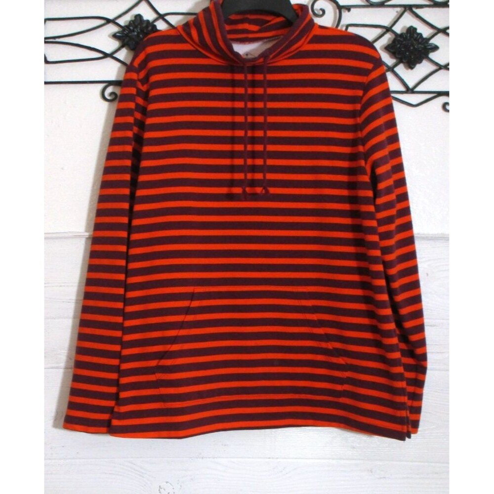 St. John's Bay Women's Knit Top Size L Long Sleeve Multicolor Striped High Neck
